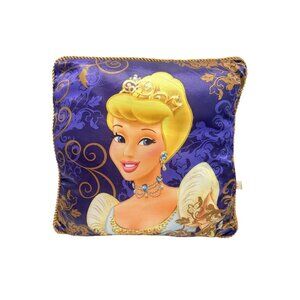 Colorful Disney Store Cinderella Pillow Gold Rope Trim Satin Zipper Back